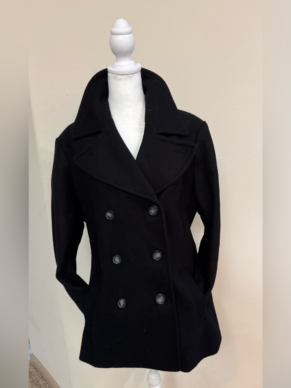 Old Navy Black Double-Breasted Pea Coat